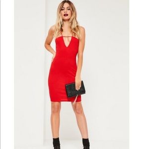 NWT Missguided Red Strap Detail Bodycon Mini